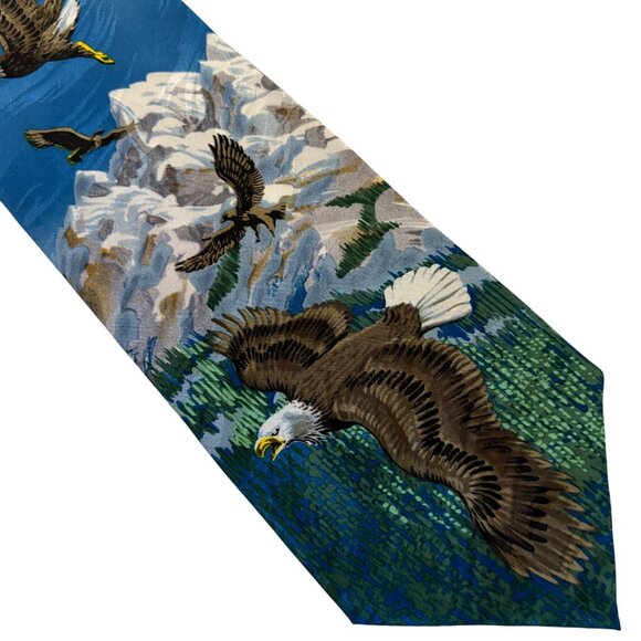 Free Man Apparel Eagle Mountain Scenic Silk Tie Mens Necktie Office Dad Gift - Picture 3 of 9